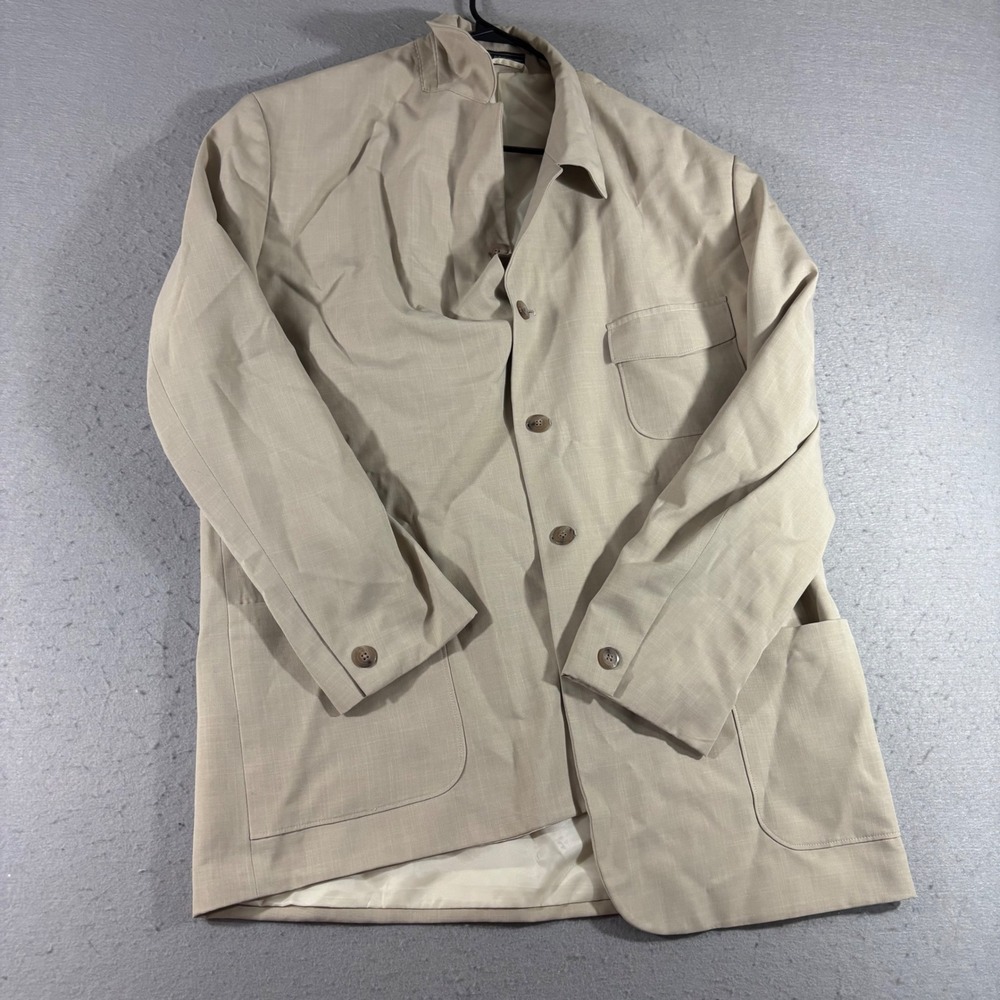 Karl Kani Mens Vintage Beige Tan 4 Button Blazer Jacket Patch Pockets RN 84126